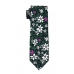 3delige set stropdas pochet manchetknopen zwart wit paars Bloemen